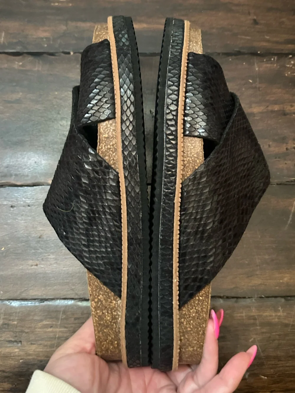 Free People Black Snakeskin Embossed Criss Cross Slide Sandals EU 37